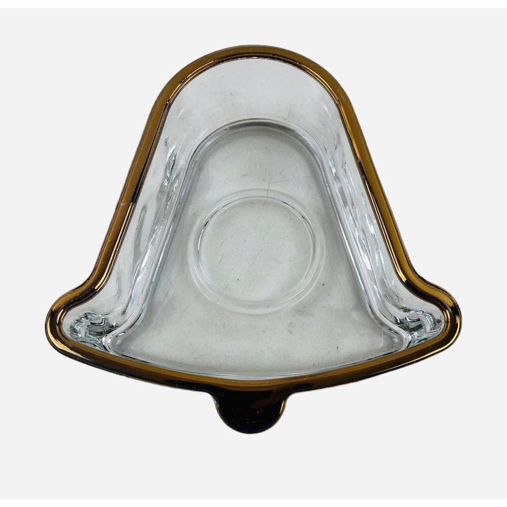 Holiday Gold Indiana Glass Christmas Candy Serving Dish Candle Holder Set of 3 - Picture 2 of 10